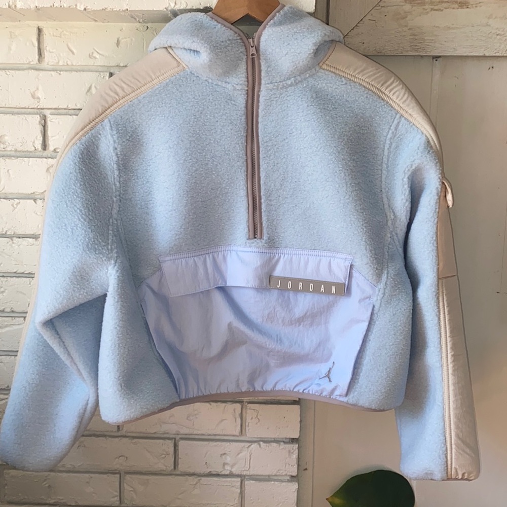 Air Jordan Cozy Girl fleece crop jacket- baby blue, women’s M NWT